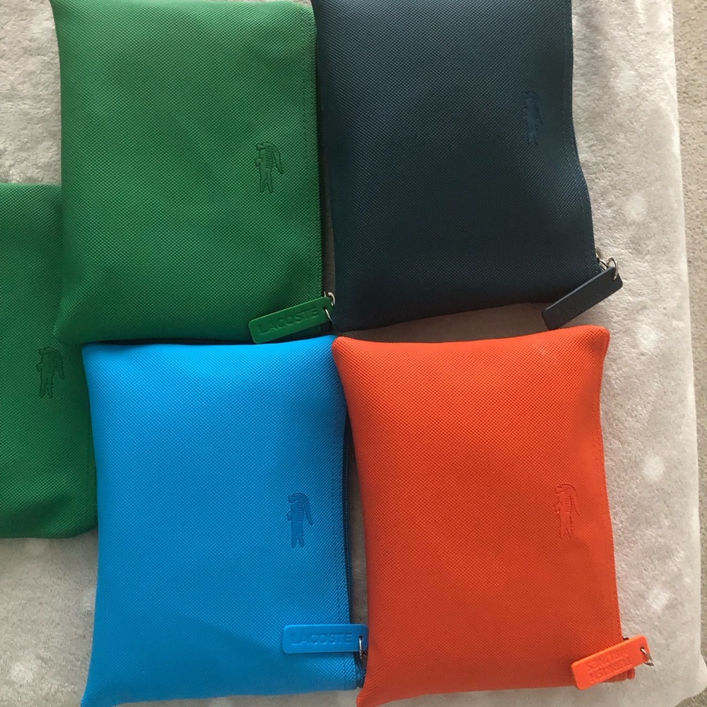 Lacoste Colorblock Zip Pouch in Blue, Orange, Green, Blue